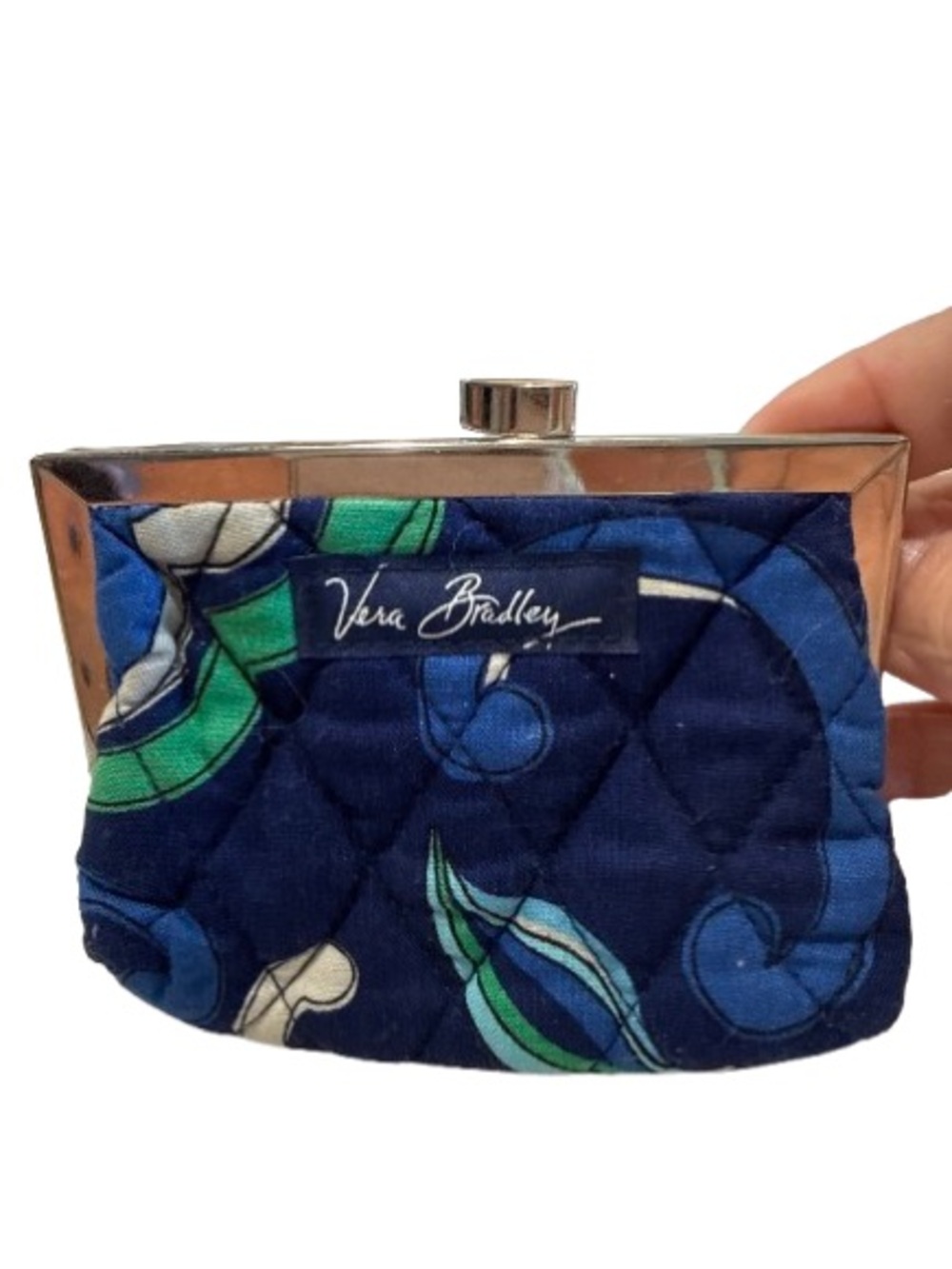 Vera Bradley Navy Quilted Floral Clasp Coin Purse